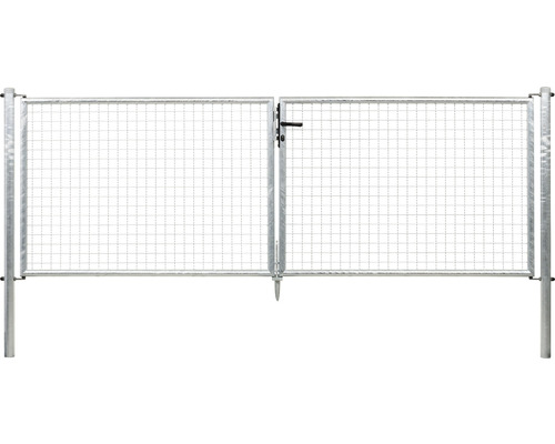 Wellengitter-Doppeltor ALBERTS 298,8 x 100 cm inkl. Pfosten 6 x 6 cm feuerverzinkt Doppeltor aus Metall mit Gitter