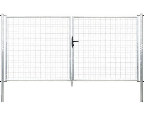 Wellengitter-Doppeltor ALBERTS 298,8 x 150 cm inkl. Pfosten 6 x 6 cm feuerverzinkt Doppeltor Gartentor mit Drahtgitter