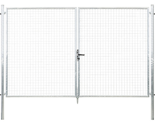 Wellengitter-Doppeltor ALBERTS 304,4 x 200 cm inkl. Pfosten 7,6 x 7,6 cm feuerverzinkt