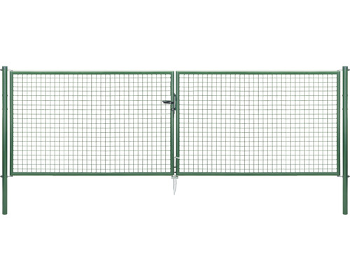 Wellengitter-Doppeltor ALBERTS 400,4 x 125 cm inkl. Pfosten 7,6 x 7,6 cm verzinkt grün