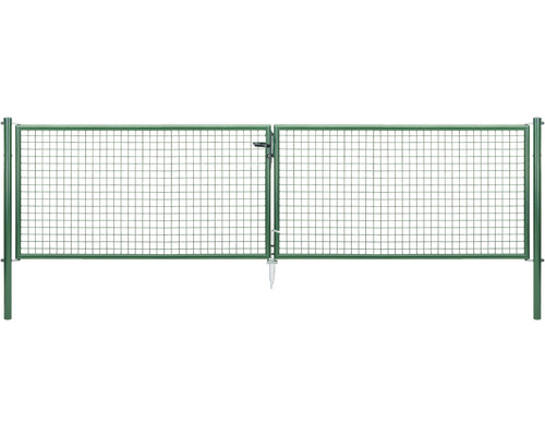 Wellengitter-Doppeltor ALBERTS 400,4 x 100 cm inkl. Pfosten 7,6 x 7,6 cm zinkphosphatiert grün