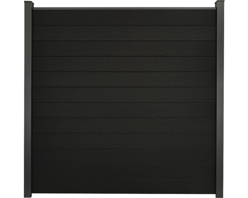 Hauptelement GroJa Flex Stecksystem ohne Pfosten 180 x 180 cm schwarz co-extrudiert Sichtschutzzaun aus Kunststoff mit Rahmen