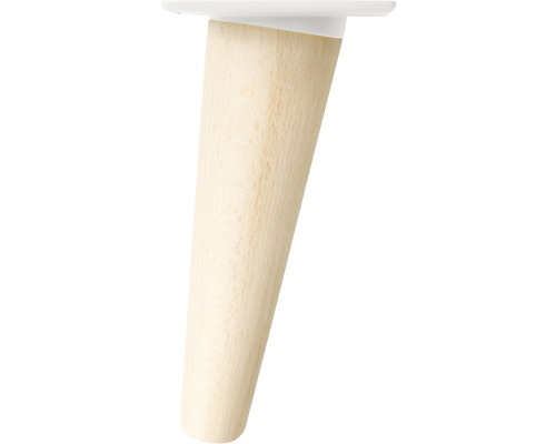 Tarrox Möbelfuß SCANDIA Balance Ø 24-48 x 150 mm Holz buche weiß 1 Stück Holzmöbelbein mit Montageplatte