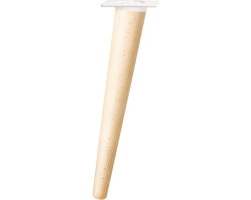 Tarrox Möbelfuß SCANDIA Balance Ø 24-48 x 300 mm Holz buche weiß lackiert 1 Stück Einzelnes Möbelfuß aus Holz mit Befestigungsplatte