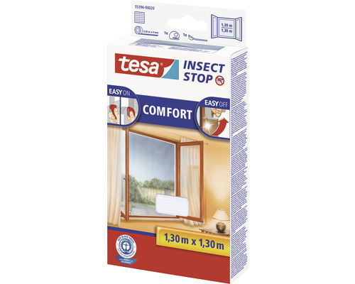 Tesa Insect Stop Comfort Fliegengitter mit den Maßen 1,30 Meter mal 1,30 Meter in Verpackung