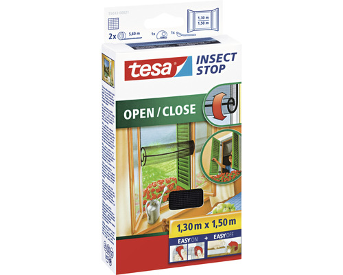 Fliegengitter für Fenster zum Öffnen und Schließen tesa Insect Stop Comfort anthrazit ohne Bohren 130x150 cm-0