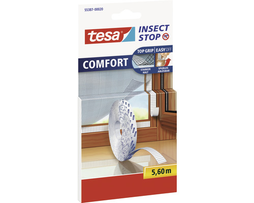 Klettband-Ersatzrolle für Fliegengitter tesa Insect Stop Comfort 5,6 m Tesa Insect Stop Comfort Fliegengitter für Fenster, 5,60 Meter Rolle