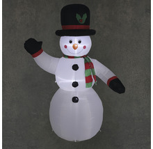 Aufblasbarer Schneemann mit Hut und Schal als Dekoration