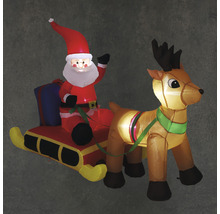 Aufblasbarer Weihnachtsmann mit Rentierschlitten als Gartendekoration