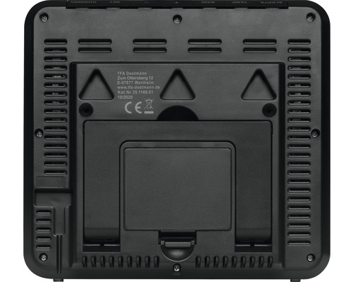 Rückseite einer Wetterstation mit Batteriefach
