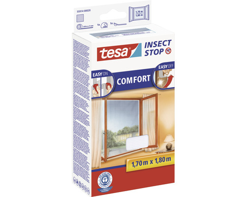 Tesa Insect Stop Comfort Fliegengitter für Fenster, 1,70 m x 1,80 m, Verpackung