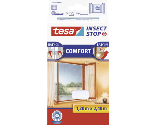 Fliegengitter für bodentiefe Fenster tesa Insect Stop Comfort ohne Bohren weiss 120x240 cm