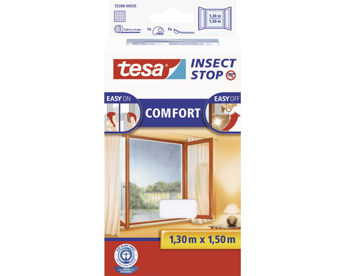 Fliegengitter für Fenster tesa Insect Stop Comfort weiss ohne Bohren 130x150 cm