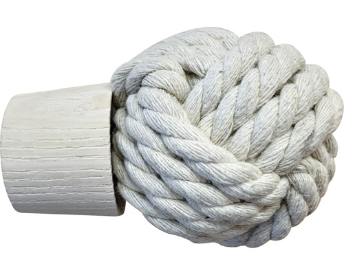 Endstück Kugel Seil für Boheme Nature Line esche natur geweißt Ø 28 mm 1 Stk. Dekorative Gardinenstangen-Endstücke aus Seil und Holz