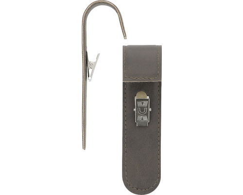 Graues Lederholster mit Clip zur Werkzeugaufbewahrung