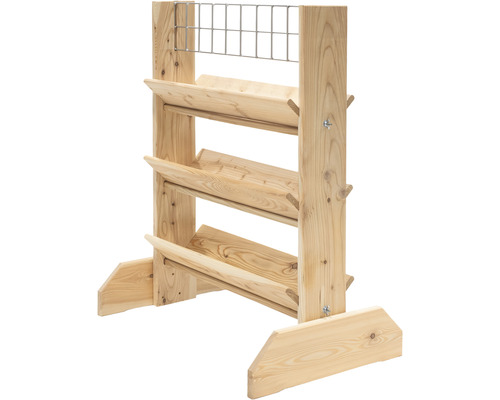 Pflanztisch aus Holz mit drei Ebenen und Metallgitter