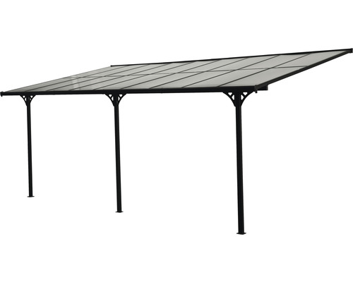 Überdachung mit transparentem Dach und vier Stützpfosten