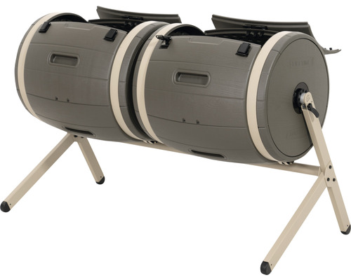 Doppelter Kompostbehälter auf Gestell für den Garten