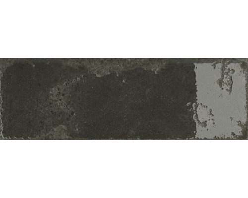 Steingut Metrofliese Alma schwarz 10 x 30 cm glänzend