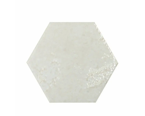 Steingut Hexagonfliese Alma 13 x 15 cm weiß glänzend