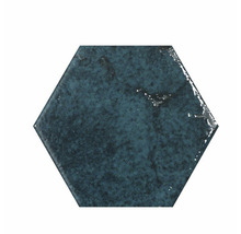 Steingut Hexagonfliese Alma 13 x 15 cm blau glänzend