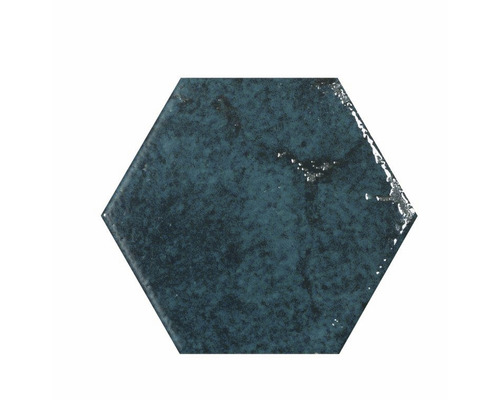 Steingut Hexagonfliese Alma 13 x 15 cm blau glänzend Steingut Hexagonfliese Alma 13 x 15 cm blau glänzend