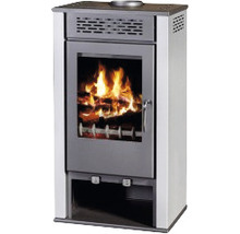 Kaminofen Firefix Magna Stahl grau 7 kW mit Holzfach