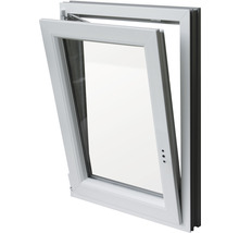 Kellerfenster Dreh-Kipp Kunststoff RAL 9016 verkehrsweiß 600x800 mm DIN Links (3-fach verglast)