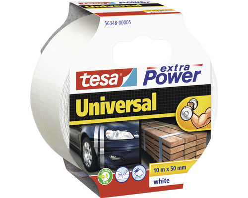 tesa extra Power Universal Reparaturband weiß 10m x 50mm Tesa Extra Power Universal Klebeband, 10 m x 50 mm