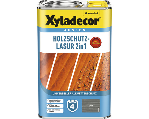 Xyladecor Holzschutzlasur 2in1 für den Außenbereich in Grau