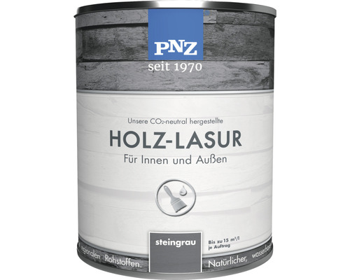 PNZ Holzlasur für Innen und Außen steingrau 750 ml Holzlasur für den Innen- und Außenbereich, Farbton Steingrau