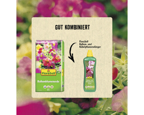 FloraSelf Balkonblumenerde und Balkon- und Kübelpflanzendünger für Balkonpflanzen