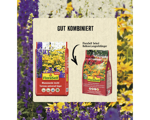 FloraSelf Blumenerde leicht und FloraSelf Select Balkon-Langzeitdünger