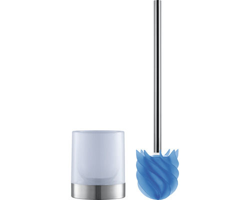 WC-Bürstengarnitur Loomaid edelstahl/blau mit Silikonkopf | HORNBACH