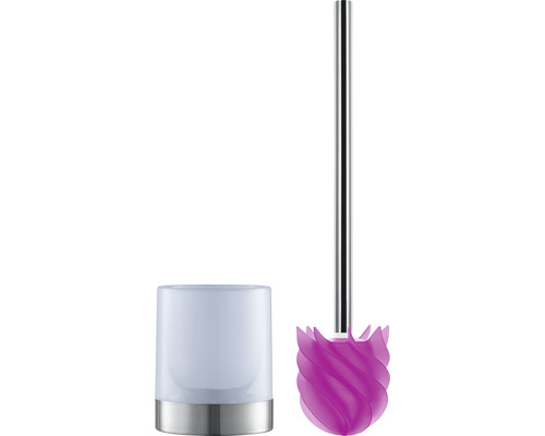 WC-Bürstengarnitur Loomaid edelstahl/pink mit Silikonkopf