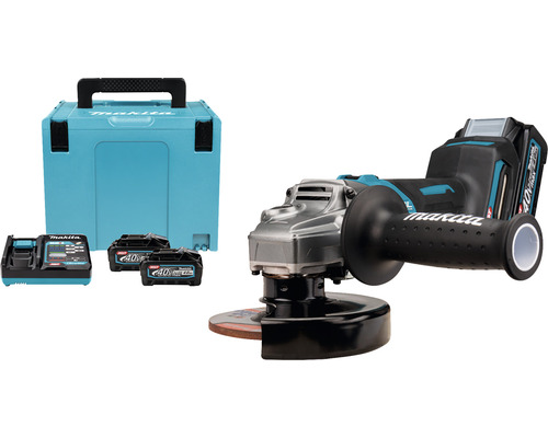 Akku-Winkelschleifer Makita XGT® GA008GM201 40V, inkl. 2 Akkus (4,0 Ah), Ladegerät und MAKPAC Gr. 4