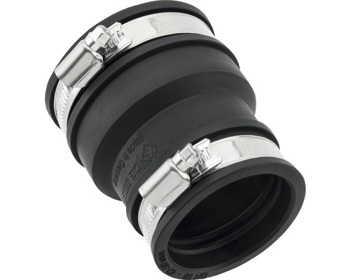 Reduzierstück aus Gummi mit Schlauchschellen zur Verbindung von Rohren mit unterschiedlichem Durchmesser