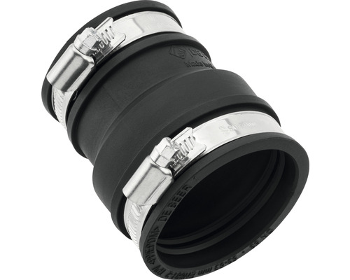 Schwarzer flexibler Schlauchverbinder mit zwei Schlauchschellen