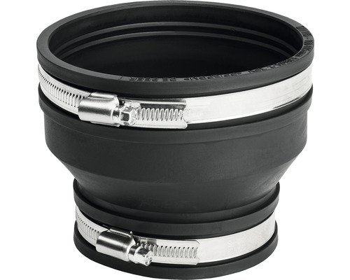 Schwarzer Gummi Rohrdurchgang mit zwei Schlauchschellen