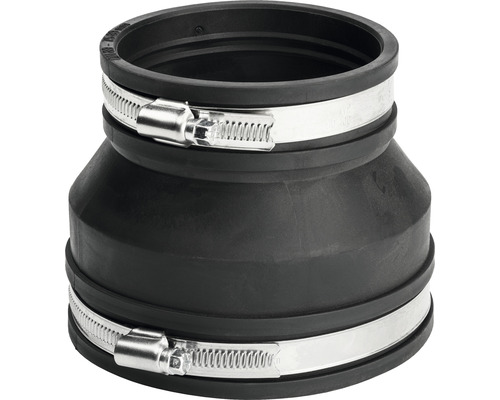 Schwarzer Gummi-Rohrverbinder mit zwei Schlauchschellen