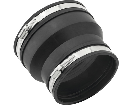 Schwarzer Gummiverbinder mit zwei Schlauchschellen