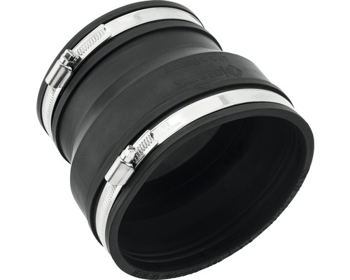 Schwarzer Gummiverbinder mit zwei Schlauchschellen