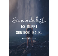 Motivationsposter mit dem Spruch: Sei wie du bist, es kommt sowieso raus.