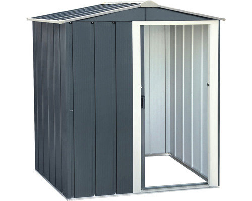 Metall Gerätehaus mit offener Tür