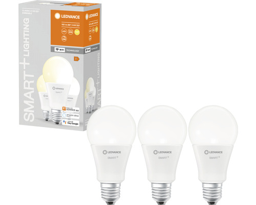 Ledvance Smart WIFI LED-Lampen dimmbar A100 E27/14W (100W) matt 1521 lm 2700 K warmweiß 3 Stück