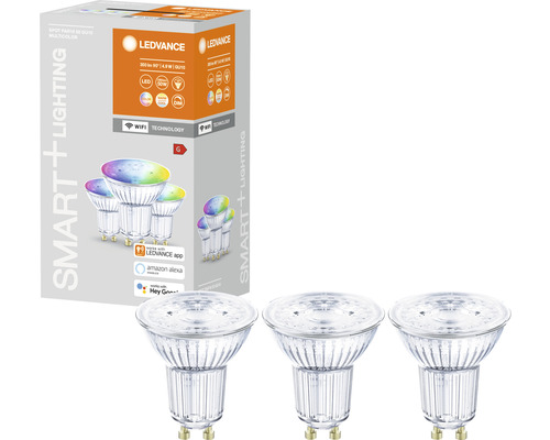 Ledvance Smart WIFI LED-Lampe dimmbar PAR16/PAR51 GU10/5W (32W ) matt 350 lm 2700- 6500 K RGBW 3 Stück-0