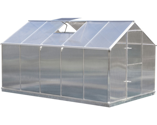 Gewächshaus mit Dachfenster und Tür