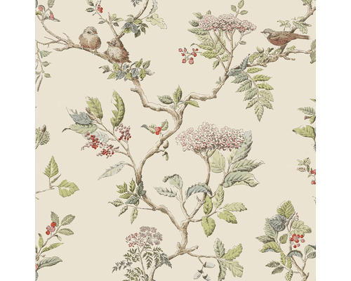 Vliestapete 113346 Laura Ashley Elderwood Beige Tapete mit Vogel- und Pflanzenmuster