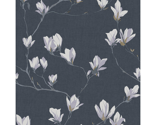 Vliestapete 113355 Laura Ashley Magnolia Grove Blau Tapete mit Magnolienblüten auf Ästen