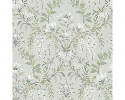Vliestapete 113406 Laura Ashley Parterre Grün Tapete mit floralem Muster mit Blüten und Blättern